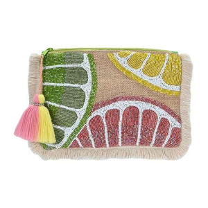 Lemon design beaded coin pouch good embroidery handmade seed beads coin purse for use women and <b>girls</b> from India - Product Image 1