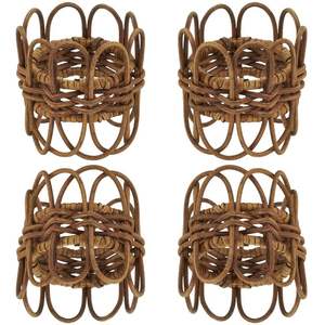 Accesorios de mesa de forma redonda hechos de ratán, servilleteros, artículos para el hogar y la cocina, anillos de sujeción de tejido, precio asequible - Product Image 3