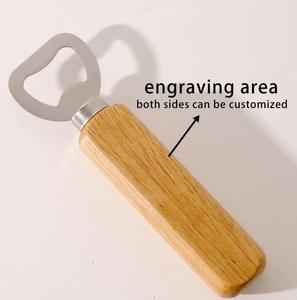 Wholesale Best Price Wooden Handle Stainless Steel Bottle <b>Openers</b> Customizable Logo Key-Shaped Handle Pattern Copper Metal Gift - Product Image 2