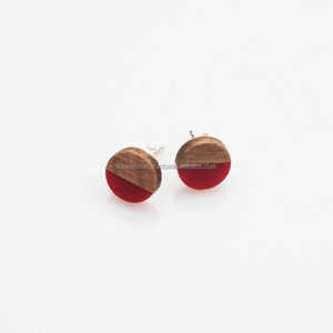 Pendientes geométricos de madera maciza DIY de estilo clásico, tachuelas de forma circular a la moda para pendientes de Aro a la moda - Product Image 6