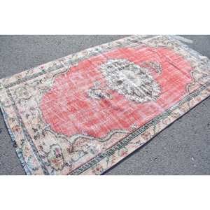 Tapis Vintage en Laine Turque 4.7 X 8.3ft Grande Surface Rouge Beige Patchwork Design avec Support en Latex pour Couloir ou Chambre - Product Image 2