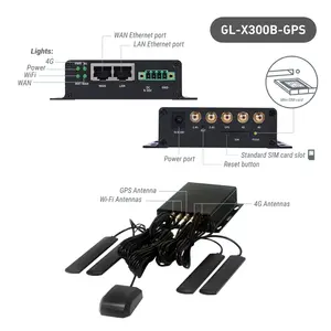 Roteador industrial GL iNet Glinet 4G com 2 portas Ethernet, antena externa de banda completa 4G, cartão SIM, Vpn Openwrt 4G