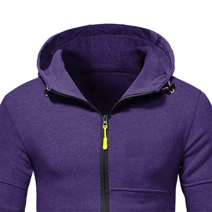 เสื้อมีฮู้ดสำหรับเด็กผู้ชายผ้าคอตตอนโพลีเอสเตอร์มีซิปรูดสีม่วงไซส์ใหญ่พิเศษ350 GSM เสื้อฮู้ดสำหรับผู้ชาย - Product Image 6