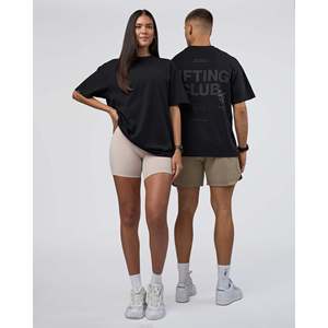 T-shirt en coton noir surdimensionné pour homme grande taille par Lifting Club FLX - Product Image 1