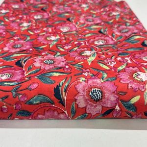 ช่างฝีมือผ้าคอตตอนถักมือพิมพ์ลายดอกไม้สีชมพูสีแดงสดสำหรับตกแต่งบ้านเครื่องแต่งกายชุดเดรสเนื้อนุ่มทำจากผ้าฝ้ายธรรมชาติ - Product Image 2