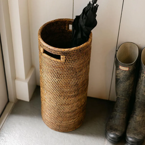 Support de parapluie en rotin, panier en rotin naturel fait à la main, organisateur de rangement pour l'entrée - Product Image 3