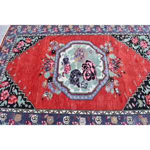 Alfombra turca Vintage clásica roja 5,3X7,7 pies área grande tejido plano lana PP patrón de retazos 10mm de espesor látex para pasillo - Product Image 5