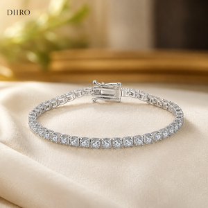 Women's Hiphop Moissanite Tennis Bracelet Round Brilliant Cut Claw Setting 14K White <b>Gold</b> Plated Wedding Gift Jewelry - Product Image 1