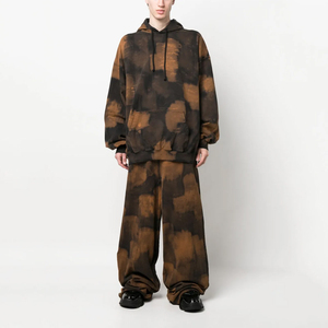 OEM Custom Classic Streetwear Men's 100% Cotton Hoodie Oversized Heavyweight Color-Blocked <b>Bleach</b> Washed tye dye men hoodie - Product Image 1