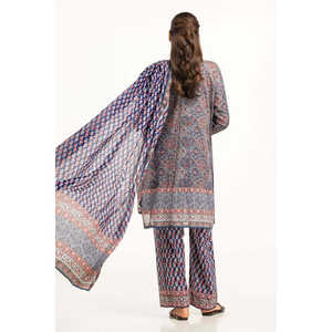 ชุดสูทผ้าลอนพิมพ์ลายสีเทาสำหรับผู้หญิง 3 ชิ้น - Product Image 5