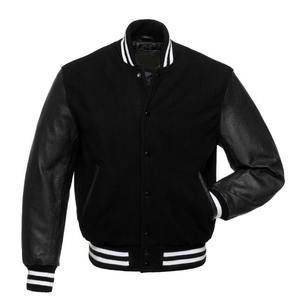 OEM Wholesale <b>Men</b> Varsity <b>Jacket</b> Custom Black Color Block Zip & Button Closure <b>Running</b> Varsity <b>Jacket</b> for <b>Men</b> with Panel Design - Product Image 3