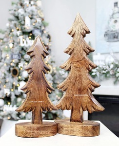 Handcrafted Lightweight High Quality Mango <b>Wood</b> Tabletop <b>Tree</b> Sculpture with Rectangular Base for Indoor Home & Seasonal Decor - Product Image 5
