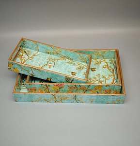 Bandejas de servicio de madera con diseño de pegatinas impresas Para Boda y decoración del hogar, plato Rectangular de cocina/MESA de lujo - Product Image 6