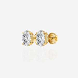 Pendientes de Oro de 14k con Diamante Moissanite de Corte Ovalado y Halo Oculto - Product Image 5