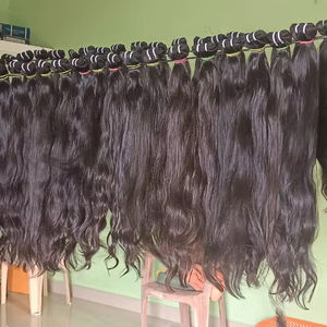 Venta al por mayor precio de fábrica mejor calidad natural crudo indio extensiones de cabello humano disponibles en ondulado/recto/rizado estilos - Product Image 1