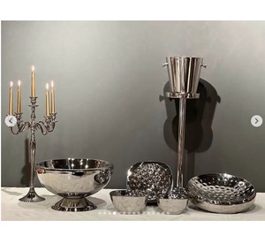 Luxury Style Gold Silver Cookie And <b>Cake</b> <b>Stand</b> And <b>Dome</b> Bowls Trays With Floral Pattern Stainless Steel Tier <b>Stand</b> - Product Image 1