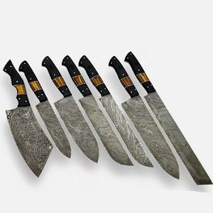 Ensemble de couteaux de cuisine en acier Damas faits à la main, qualité supérieure, service OEM ODM personnalisé en gros, étui en cuir inclus - Product Image 5