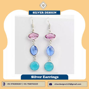 Pendientes de Plata Vintage, Plata de Ley 925, Hechos a Mano, con Piedras Preciosas Naturales, para Mujer, Regalo para Bodas y Fiestas - Product Image 2