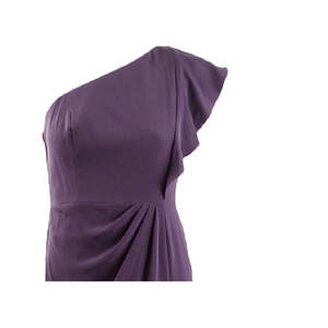 Abito da sera Adrianna Papell da donna in raso con volant monospalla, scollo a barchetta, taglia XS - Viola Naturale - Product Image 3