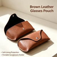Étui à lunettes portable en cuir PU souple rembourré, artisanal, vintage, minimaliste, bleu plume, léger et résistant à la pression