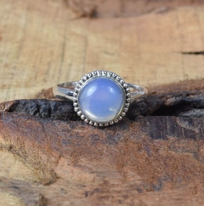 แหวนเพชรโอปอลสีเงินทรงกลมสีเงินแท้925ออกแบบทำด้วยมือของขวัญครบรอบปีที่หรูหรา - Product Image 2