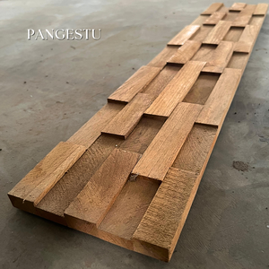 Natural Modern Reclaimed Teak <b>Wood</b> Sound-Absorbing <b>Wall</b> <b>Panel</b> Geometric Cladding Easy DIY Installation Living Room Villa - Product Image 1