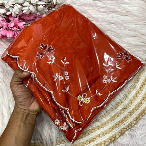 Sari Indio de Seda Malbery Naranja, Hermoso, Exclusivo, Elegante, Estilo Étnico, para Fiestas, Bodas, para Mujer, Última Moda - Product Image 1