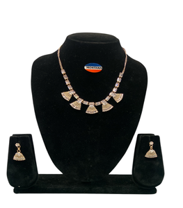 B102 élégant diamant en acier inoxydable ensemble de bijoux de mode élégant classique Vintage collier boucles d'oreilles pour anniversaire de fiançailles - Product Image 2