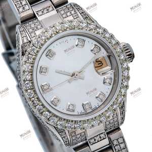 นาฬิกาเพชร36มม. เป็นงานฝีมือที่ไม่ซ้ำกันหน้าปัดโอปอลสีขาวหน้าปัดเพชรที่มีคุณภาพดีที่สุดสำหรับทุกเพศ - Product Image 3