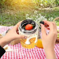 Boîte alimentaire isotherme durable en acier inoxydable avec valve de décompression et cuillère pliable, couvercle en PP sans BPA, boîte alimentaire thermique portable