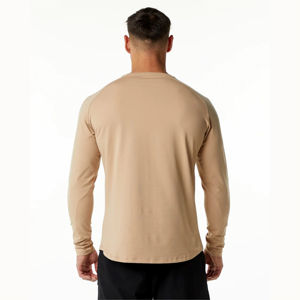 Camiseta de Hombre de Alta Calidad en Poliéster/Algodón, Estilo Urbano, Color Sólido, Corte Holgado, Manga Larga, Personalizable, Diseño en Blanco - Product Image 3