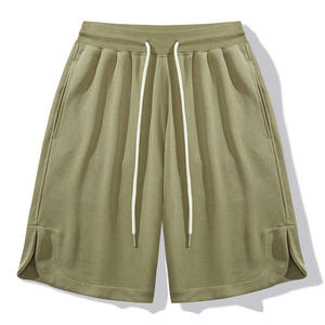 กางเกงขาสั้นผู้ชายเอวยางยืดสีพื้นแบบมีเชือกผูก สวมใส่สบาย สไตล์ลำลอง - Product Image 1