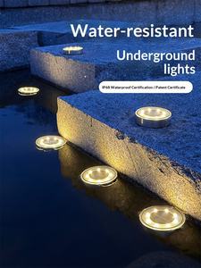 Flat <b>Solar</b> Disk <b>Lights</b> IP65 Waterproof Anti-Rust Landscape Lighting for Garden <b>Pathway</b> Driveway & Lawn-Warm White - Product Image 3
