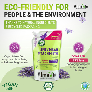 AlmaWin RTS 1 Détergent Liquide Universel pour Linge 1,5L Eco-Pack Recharge avec Parfum Lavande Haute Concentration pour Bébé - Product Image 4