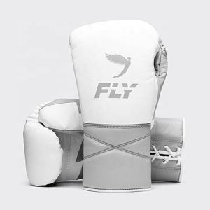 Gants de boxe FLY blancs et gris, les plus vendus, en cuir véritable, pour le sparring, avec logo personnalisé, prix usine abordable, fabrication OEM - Product Image 1
