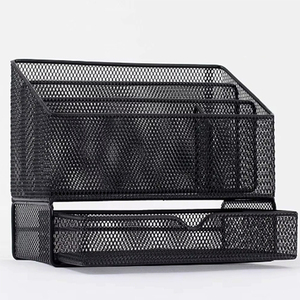 Organizador de escritorio de metal con cajón deslizante, clasificadores de 3 letras, portalápices de teléfono para archivos y suministros de oficina - Product Image 6