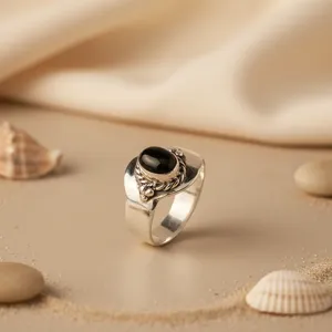 925 <b>Silver</b> Onyx <b>Ring</b> for <b>Men</b> Rhodium Plated Black Stone Gemstone Jewelry Fine Agate <b>Ring</b> Gift - Product Image 3