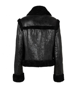 Vestes en cuir pour femmes Vestes en cuir d'hiver en duvet de haute qualité coupe-vent OEM Service Vestes en cuir pour femmes avec col en fourrure personnalisées à la mode - Product Image 4