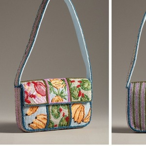 The Craft Exim Hand Beaded Square Bag with Lemon Cherry Pattern Embroidery Silk <b>Screen</b> Printed Classic Daily Use Travel Purse - Product Image 4