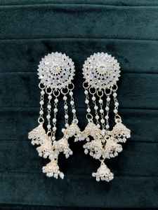 Trendy <b>Necklace</b> <b>Earring</b> Set India Gold Plated Diamond Main Stone Cluster <b>Pearls</b> Weddings Parties Gift Anniversary - Product Image 3