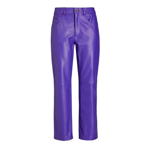 Pantalones de Cuero para Mujer, Color Sólido Atractivo, Precio Bajo, Largos, para Uso en Exteriores, 100% Cuero Genuino de Alta Calidad - Product Image 1