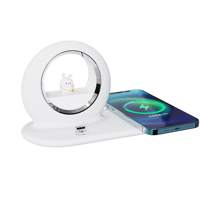 Phone Holder Wireless Fast Charger Station Night Lamp Mobile Charging with Creative Design