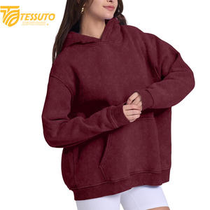 Vente en gros de sweats à capuche de haute qualité, couleur unie, avec impression de logo sur mesure, 100% coton, courts pour femmes - Product Image 6