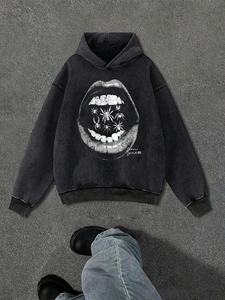 Pull à capuche brodé tendance pour hommes, fermeture à glissière, tissu en coton polaire/polyester respirant et confortable pour l'hiver - Product Image 2