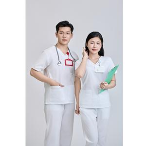 Ensemble de blouses médicales unisexes fabriquées au Vietnam, WFX-CVC, 45% polyester, 3% élasthanne, tissu à détection d'aiguilles, 52% coton, FMF - Product Image 1