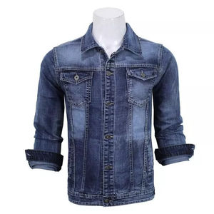 Veste en toile denim pour homme de haute qualité en gros, coupe ajustée, streetwear décontracté, col montant, logo sur le devant, prix personnalisé - Product Image 5