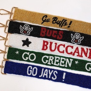 Correas Personalizadas para Bolsos con Cuentas de Semillas Blancas Doradas, Diseño Multi-Estrella 'Hook Em Horns', Accesorio de Moda, Correa de Bolso con Cuentas - Product Image 5