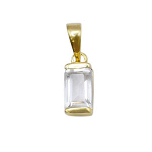 <b>Crystal</b> Quartz Collet Set Charm Gold Plated Baguette Shape Gemstone Prong Pendant for Necklace Handmade Charm For <b>Jewelry</b> Making - Product Image 1