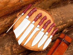 Juego de cuchillos de cocina de chef de acero inoxidable hecho a mano de alta calidad Juego de cuchillos de cocina de 7 piezas con Funda de cuero protegida. - Product Image 3