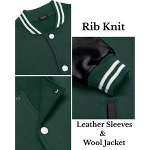 Veste universitaire en laine brodée pour hommes, en pure laine de mouton, vestes universitaires - Product Image 3